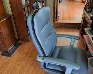 Computer chair, books and bookshelves