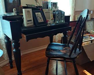 Antique spinet desk ( WFM drouke çompany) early 20th century desk also known as a piano desk. 33h.35w.20d