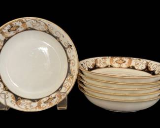 6 Black and Gold Soup Bowls