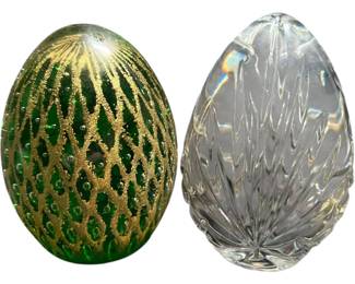 2 Decorative Glass Eggs