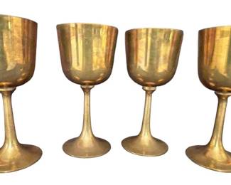 Set4 Brass Wine Glasses