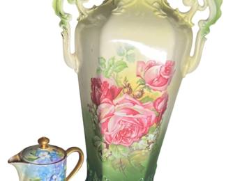 Small Lidded Pitcher and Ceramic Vase