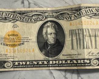 1928 Series $20 Gold Certificate