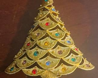 Vintage Jonette Jewelry Christmas Tree Brooch