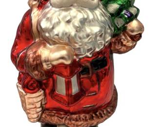 Large Glass Santa Decor