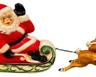 Santa Sleigh 2 Reindeer Blow Mold