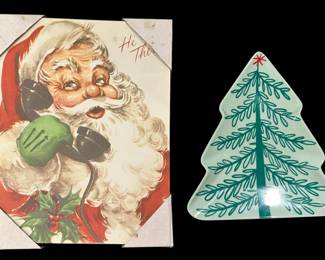Santa Canvas and Melamine Tree Plate