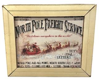 Framed Vintage Style North Pole Wall Decor