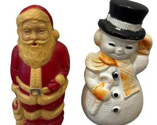 Vintage Santa Snowman Blow Molds