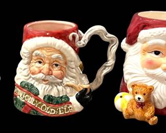 3 Vintage Santa Claus Christmas Mugs
