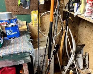 Fishing poles & garage miscellaneous