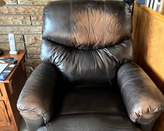 Leather Side Reclining Chair #1 (has signs of wear)