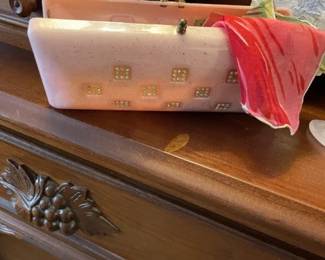 Another view of pink plastic purse
