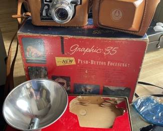 Kodak Graphic 35 camera w/ attachments