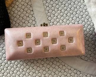 Vintage purse. Pink. Clasp good. plastic.