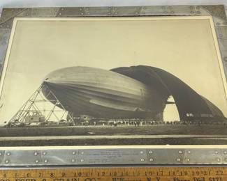 Authentic 1931 Margaret Bourke-White (b.1904 , d. 1971) United States Airship Akron Goodyear Zeppelin Silver Gelatin Photograph in Duralumin Presentation Frame
