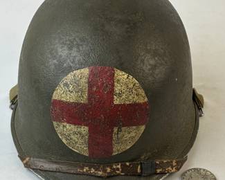 Vintage Original c. 1942 WWII M1 30th Infantry Division U.S. Medic McCord Helmet w/ Liner