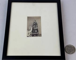 Antique c. 1860 Native American Woman in Traditional Mohawk Clothing CDV Photograph FRAMED