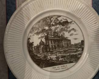 Collection of Three Transferware Plates Depicting Italian Architecural Views
