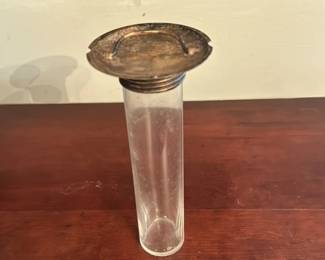 Antique Silver and Glass Bud Vase
