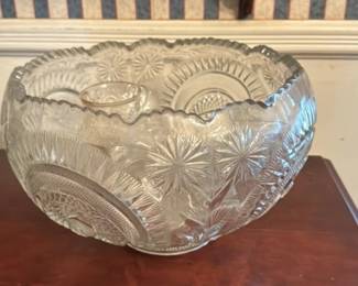 Victorian Glass Punch Bowl with Cups