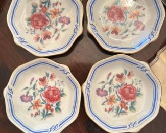 Set of 4 Small Floral Porcelain Dishes