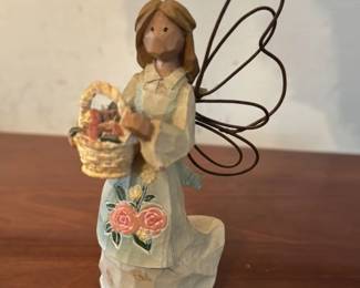 Vintage Angel Figurine with Flower Basket