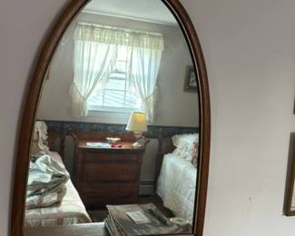 Vintage Oval Mirror with Wooden Frame