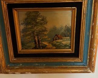 Vintage Landscape Painting in Gilt Frame