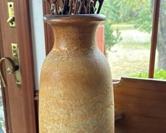 Vintage Ceramic Vase with Pussy Willows