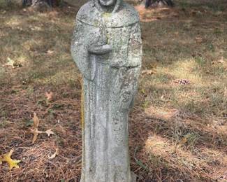 Antique Concrete Garden Statue of Monk
