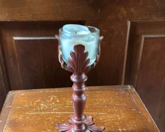 Vintage Candlestick Holder with Glass Shade