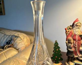 Cut Crystal Decanter with Faceted Stopper
