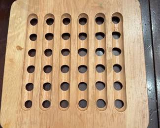 Wooden Trivet with Circular Cutouts