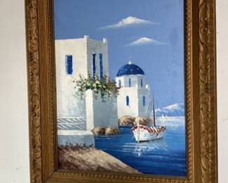 Mediterranean Village Oil Painting