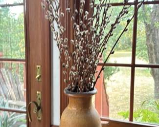 Vintage Ceramic Vase with Pussy Willows