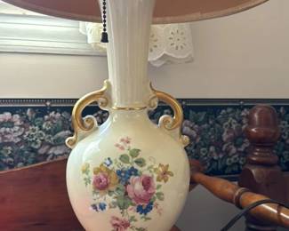 Vintage Ceramic Table Lamp with Floral Motif