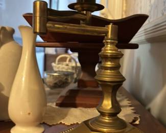 Vintage Brass Desk Lamp with Textured Shade