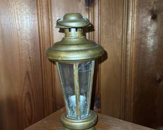 Antique Brass Lantern with Etched Glass