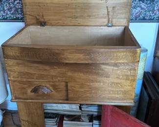 Antique Oak Cabinet with Carved Detail