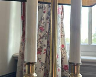 Vintage Porcelain and Brass Table Lamp with Marble Base