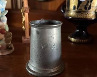 Pewter Tankard with Initials "W.D.F."