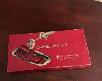 Wm. Rogers Silverplate Cranberry Set