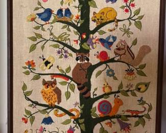Woodland Creatures Embroidered Tapestry