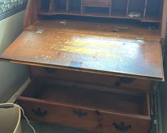 Antique Pine Secretary Desk with Drawers