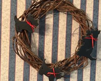 Grapevine Wreath with Scottie Dog Embellishments