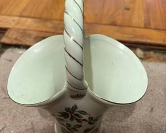 Vintage Christmas Porcelain Basket