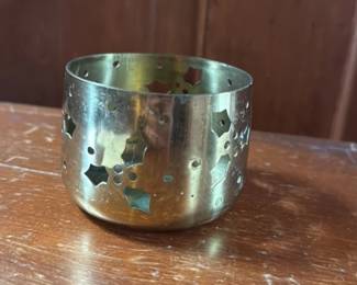 Brass Holly and Star Napkin Ring