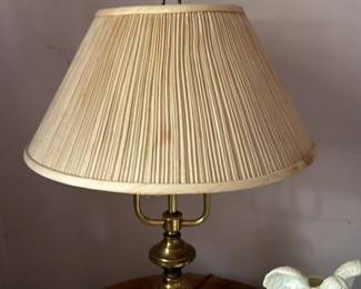 Vintage Brass Table Lamp with Pleated Shade