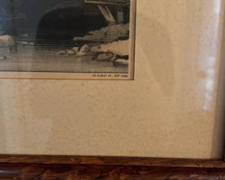 Currier & Ives "The Old Mill- Winter" Lithograph